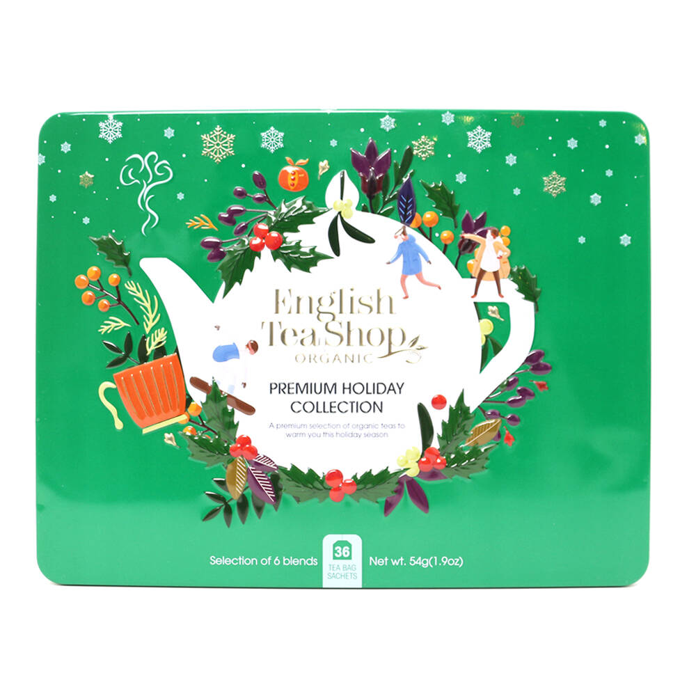 Premium Holiday Collection Stechpalme - Grüne Geschenkdose - 36 Teebeutel-Sachets